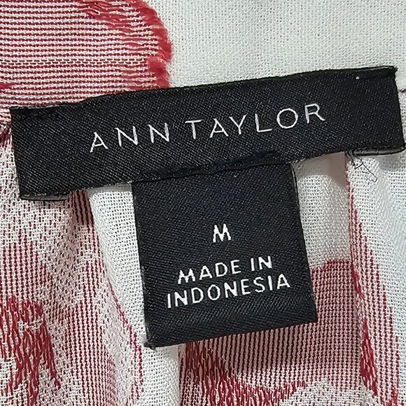 Ann Taylor Off White Red Floral Blouse Coquette Boho M - Picture 8 of 11